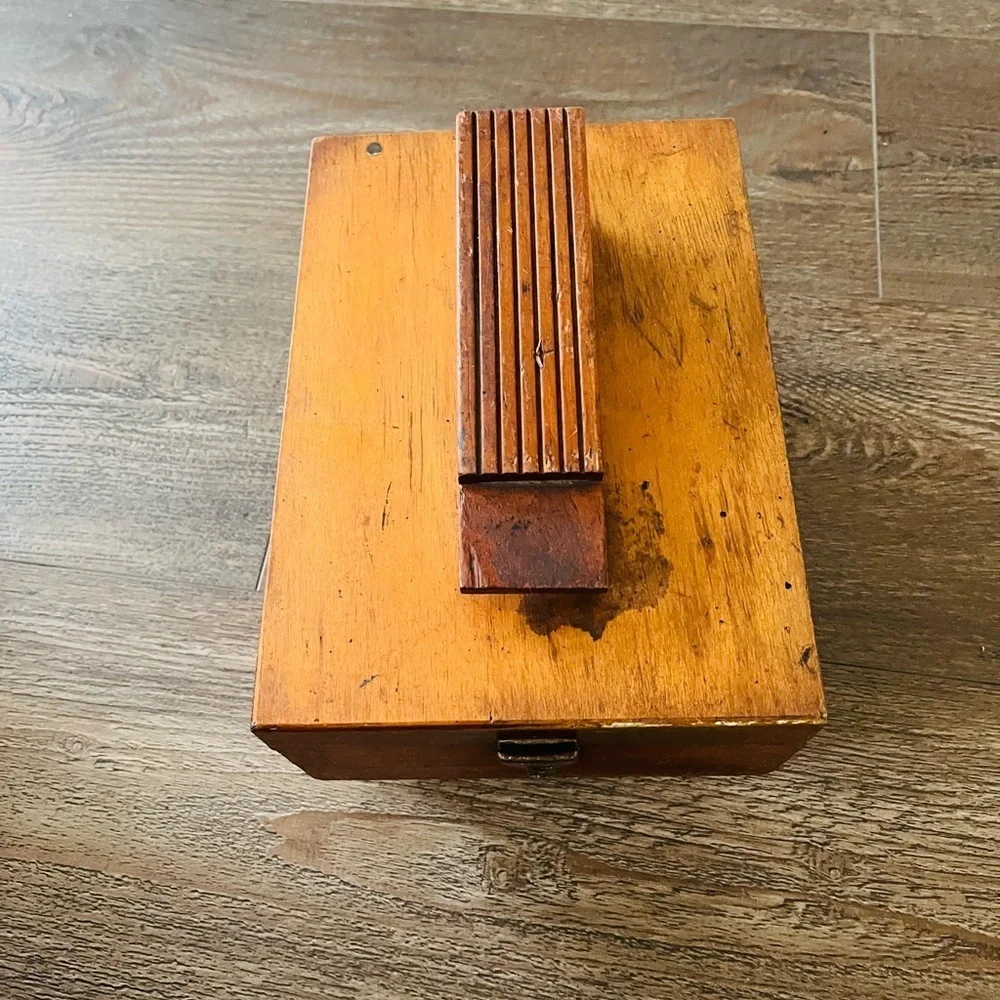 Vintage Wooden Shoes Box with Brass Latch